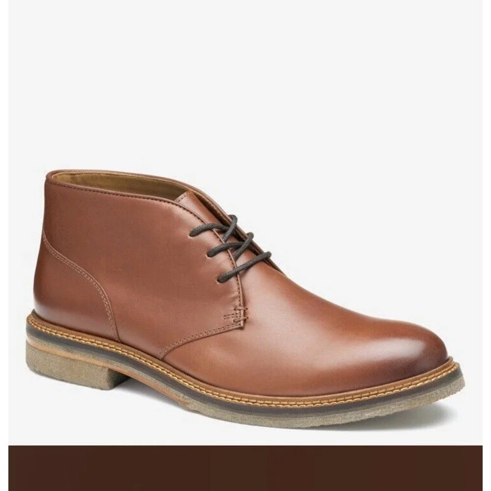 New Johnston & Murphy Calder 20-7280 Mahogany Leather Men Sz 13 Boots Crepe Sole